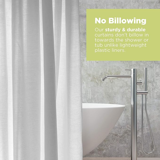 Organic Cotton Shower Curtain Liner - Durable and Breathable Standard Bathtub Shower Curtain - A Stylish Quality Bathroom Drape for Master Bath Tubs, Guest Bathrooms and Dorms - 70"x74", White