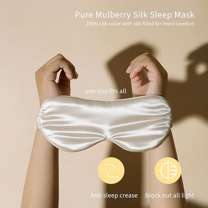 ZIMASILK 22 Momme Silk Pillowcase for Hair and Skin - 100% Pure Mulberry Silk with Hidden Zipper, Gift Box, Comes with Pillowcase Mask Headband Scrunchies (Queen 20"x30", Light Beige)