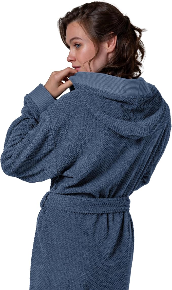 SEYANTE Turkish Cotton Bathrobe for Women - Organic GOTS Certified Terry Hooded Kimono Robe - Spa Quality Women's Cotton Robe