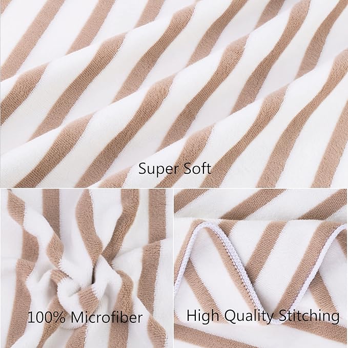 JML Microfiber Beach Towels Set of 4, 30" x 60", Cabana Stripe, Soft Absorbent, Quick Dry Bath Towel for Salon, Hotel, Travel, Sport, Summer Swimming Pool Party, Yoga, Camping, Coffee