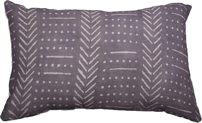Trade Star 100% Cotton Mudcloth Pillow Cover Handloomed Spring Breathable Pillow Case Luxurious Rustic Rectangle Modern Framhouse Lumbar Bed Cushion Case (Grey Snow 14X22 INCHES)