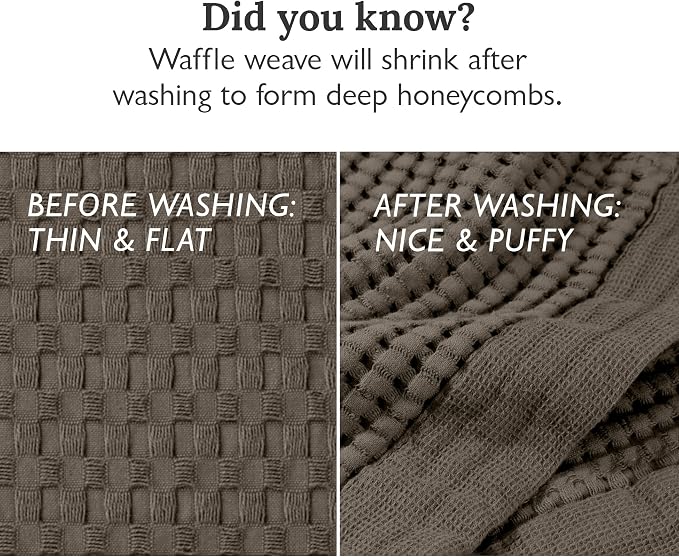 GILDEN TREE Waffle Hand Towels for Bathroom Quick Dry Large Luxury Lint Free Super Absorbent Cotton Hand Towels Set of 2, Modern Style (Stone)