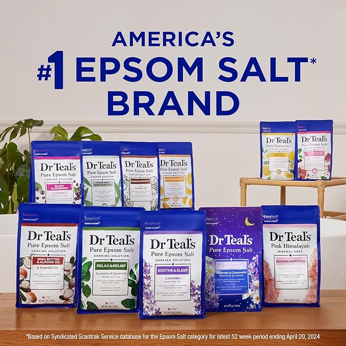 Dr Teal's Pure Epsom Salt, Stress Relief with Essential Oils, 3 lbs (Pack of 2)