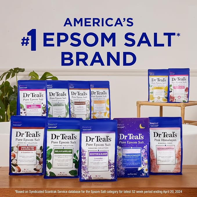 Dr Teal's Salt Soak with Pure Epsom Salt, Nourish & Protect with Coconut Oil, 3 lbs (Pack of 2)