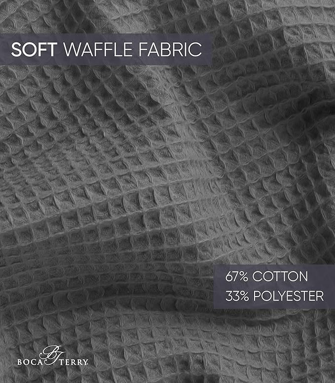 Men's Waffle Robe by BOCA TERRY, Waffle Knit Spa Robe, Long Lightweight Cotton Kimono Hotel Bathrobe