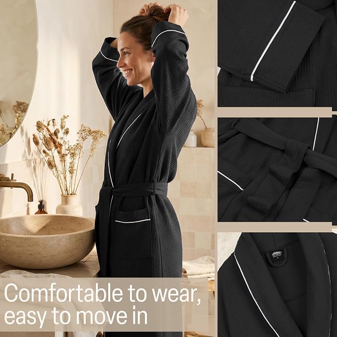 Get Trend Waffle Robes for Women S-2XL, Lightweight Soft Bathrobes, Cozy Loungewear House Coat for Spa, Shower & Hotel