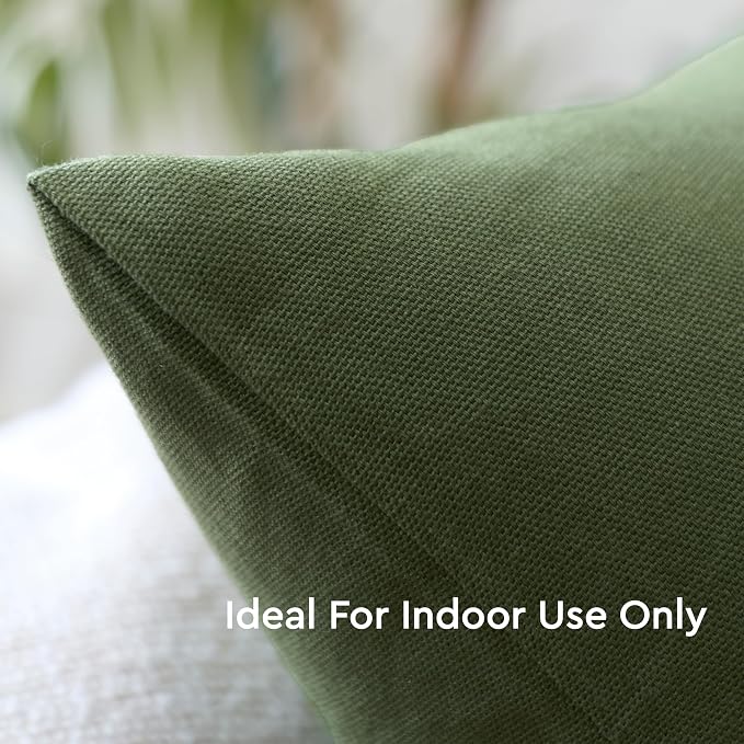 Encasa XO Throw Pillow Covers 16x16 in Set of 2 Leaf Green | No Inserts | Cotton Pillow Covers For Living Room, Bed, Sofa, Couch | Decorative Cushion Covers With Improved Zipper