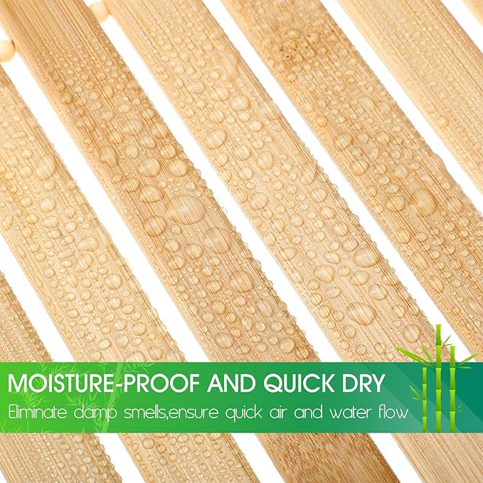 Bamboo Bath Mat Large Long Wood Bath Mat,16x48 Inch Non Slip Bamboo Shower Floor Mat Wooden Bathroom Mat for Bathtub,Spa,Door,Sauna or Outdoor (Natural Slat)