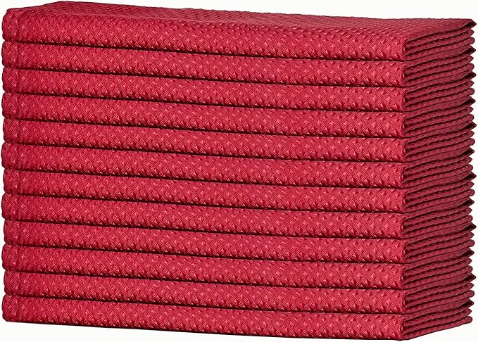 Mebakuk Cloth Napkins Set of 12, Premium 17 x 17 Inch Solid Washable Small Triangle Weave Napkins, Soft Table Napkin for Wedding Party Restaurant Dinner Parties