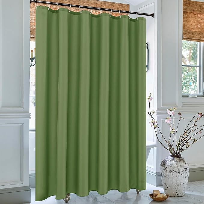 Biscaynebay Hotel Quality Fabric Shower Curtain Liners 72 Inch by 72 Inch, Sage Water Resistant Bathroom Curtains Rust Resistant Grommets & Weighted Bottom Hem Machine Washable