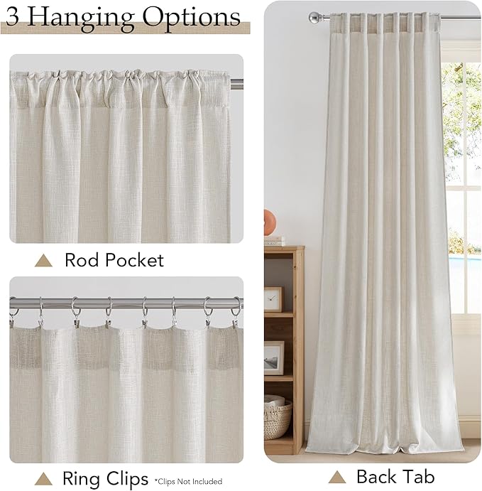 NICETOWN Linen Curtains for Bedroom/Faurmhouse 84 inches Long 2 Panels Set, Fog Grey Thick Living Room Faux Linen Blend Privacy Window Drapes Rod Pocket & Back Tab with Light Filtering