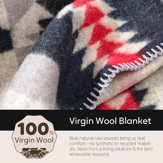 Molithe 100% Wool Blanket, 62" x 86", Warm, Thick, Washable, Military | Great for Camping, Outdoors, Sporting Events, Survival Kits Gargoyle