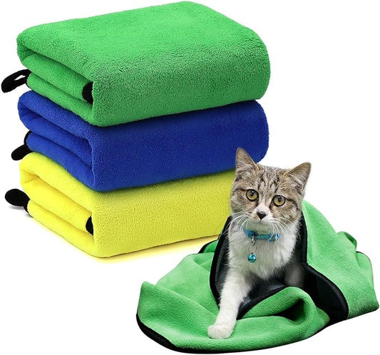 3 Pcs Dog Bath Towel Super Absorbent Puppy Drying Towel Microfiber Pet Grooming Towels for Medium Small Dogs Quick Dry Doggy Blanket, 40''x20''