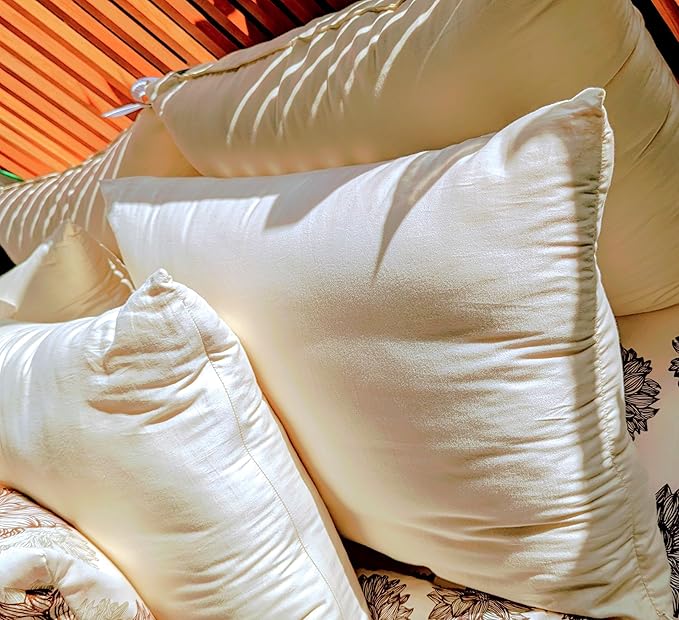 White Lotus Home 100% Organic Cotton Sleep Pillow with Organic Sateen Outer Case | 20x26 - Standard Soft Pillow