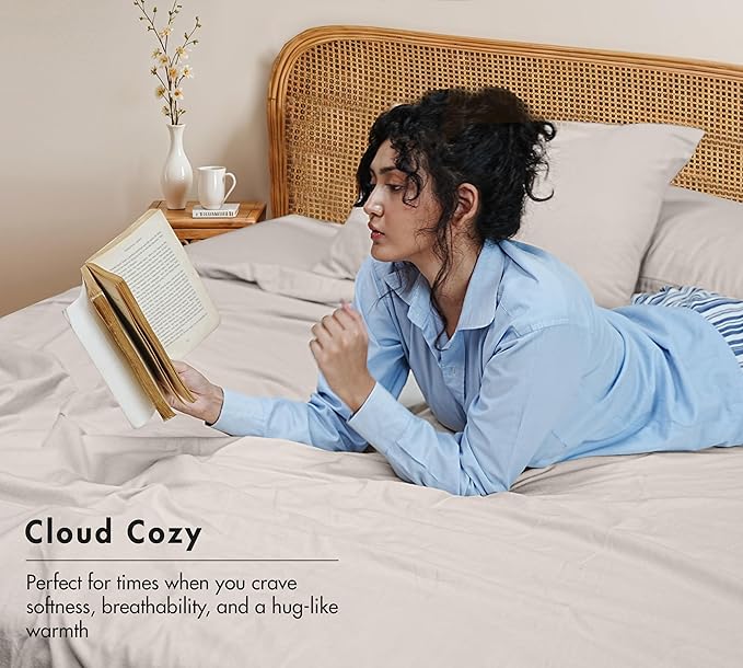 RUVANTI Flannel Sheets Full Size - GOTS Certified 100% Organic Cotton, 4 Piece Warm, Soft & Breathable Set, Deep Pocket Snug Fit, Double Brushed Cozy All Season Bedding, Natural