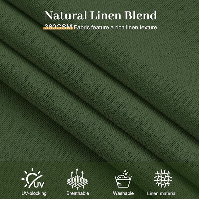 IVAPUPU Pinch Pleated Curtains 90 Inch Length 2 Panels for Living Room, Light Filtering Linen Blend Semi Sheer Pleated Curtain with Rings Modern Back Tab Drapes for Bedroom Office, 40x90, Olive Green