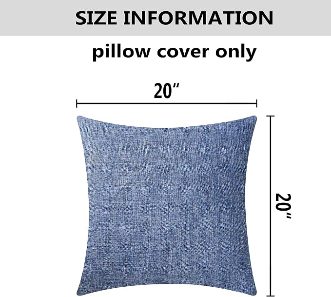 Home Brilliant Indigo Linen Decorative Pillow Covers Lined Cushion Cover for Couch, 20x20 Inch(50x50cm), Set of 2, Navy Blue