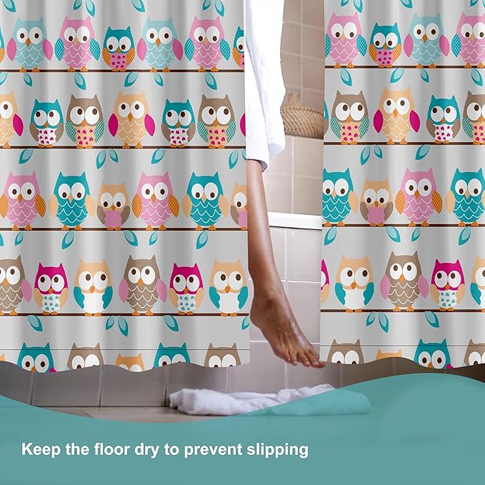 Plastic Shower Curtain Liner, Premium EVA 5G Owl Shower Curtain, Shower Curtains for Bathroom with 3 Magnetic Weights and Rustproof Grommets (Owl, 72x72 in)
