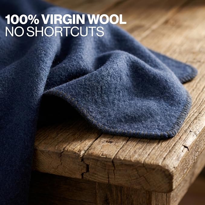 Whispering Winds 100% Wool Blanket, Premium Queen Size (90"x90") | Soft, Warm, Thick, Comfortable, For Bed, Couch, Home, Car, Camping, Outdoors, Survival