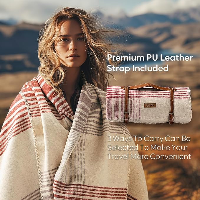 Molithe 100% Wool Blanket, 62" x 86", Warm, Thick, Washable, Military | Great for Camping, Outdoors, Sporting Events, Survival Kits CrimsonRed