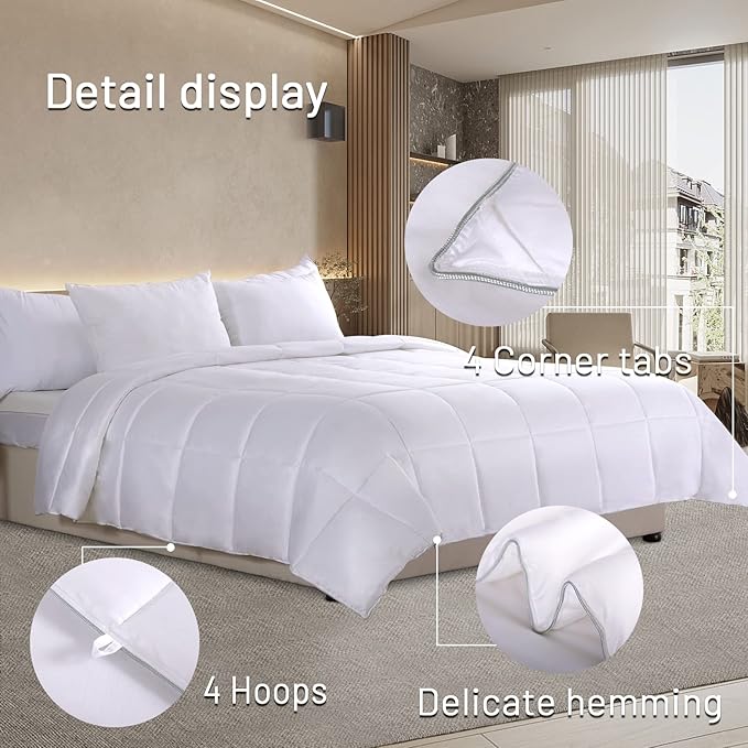 NEXHOME PRO Viscose from Bamboo Comforter King, Cooling Organic Natural Lightweight Duvet Insert, White 106" L x 90" W Summer Bedding Blanket Cool Comforters for Hot Sleepers, 8 Corner Tabs