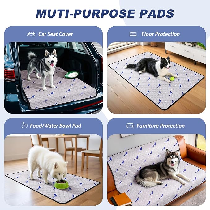 WanpeeGoo Washable Pee Pads for Dogs, 4Pack Reusable Puppy Pads, Super Absorbent & Leakproof Dog Pads, Anti-Slip Dog Pee Pads for Puppy Training & Incontinence, Dolphin Pattern 18"x24"