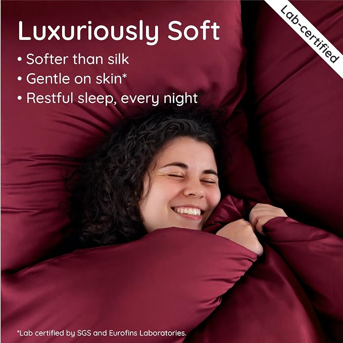 Bambaw 100% Viscose Derived from Bamboo Pillowcase King Size – Set of 2 Cooling Pillow Cases King with Envelope Closure, Anti Acne Pillow Case, Breathable & Super Soft Pillow Cases (Burgundy)