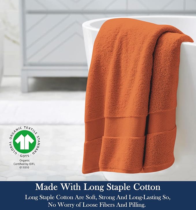 Organic Cotton Luxuriously Plush Bath Sheet | GOTS & Oeko-TEX Certified | Premium Hotel Quality Towels | Feather Touch Technology| 650 GSM Long Staple|Soft, Quick Dry & Ultra-Absorbent 36"x70"