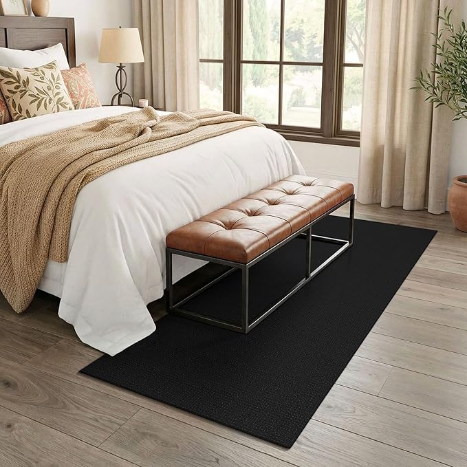 EARTHALL Woven Runner Rug 3x7 Ft Washable Runners for Hallways Wide Non Slip Rubber Backed Kitchen Runner Braided Indoor Floor Carpet for Entryway, Hallway, Kitchen, Bedroom, Black/Grey