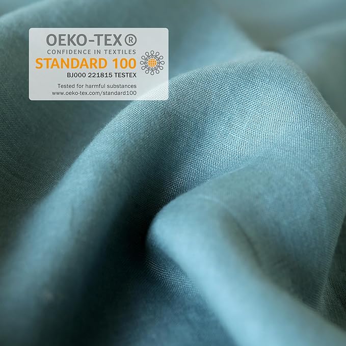 XZ XIFA Blue Linen Duvet Cover King, 100% Washed French Flax Linen Bedding with Zipper Closure, Cooling for Hot Sleepers, Textured Bed Sets - 1 Duvet Cover and 2 Pillowcases