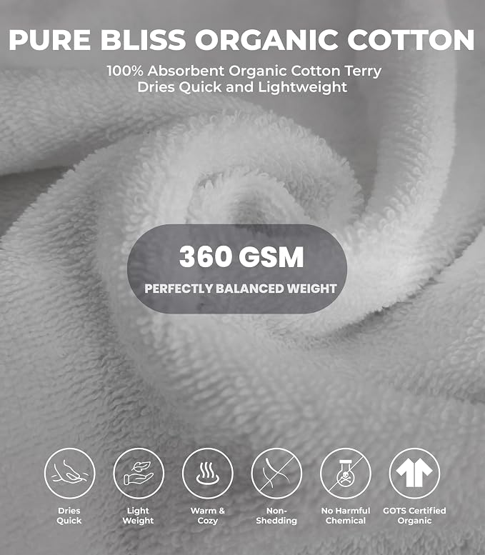 Plush Necessities 100% GOTS Certified Organic Cotton Terry Bathrobe