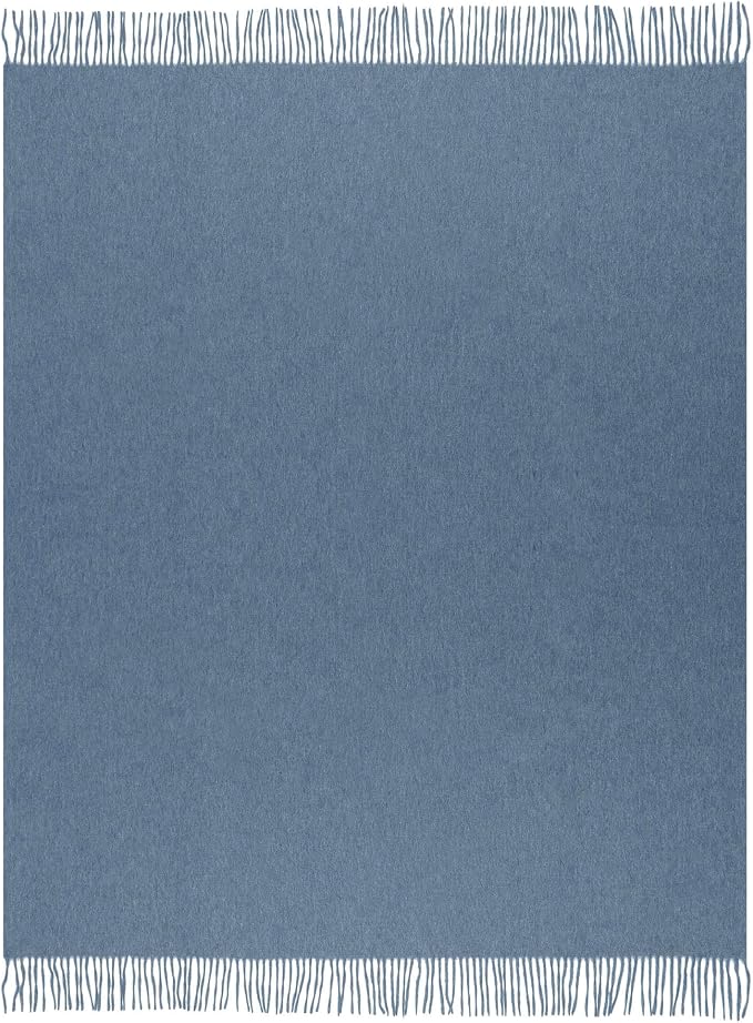 Superfine Alpaca Wool Throw Blanket - Lightweight Alpaca Merino Wool Throw Blankets for Using Indoors or Outdoors | Soft Peruvian Alpaca Blanket Wool Blanket Solid Color 72" x 60" (Soft Blue 2)