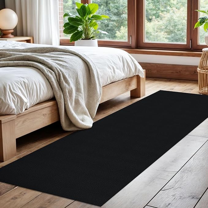 EARTHALL Washable Runner Rug 2x7 Ft Non Slip Runners for Hallways Cotton Rubber Backed Kitchen Runner Braided Indoor Floor Carpet Runners for Entryway, Hallway, Kitchen, Bedroom, Black/Grey