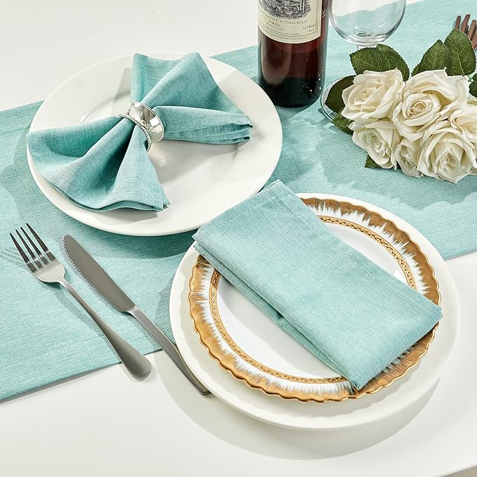 Mebakuk Cloth Napkins Set of 12, Premium 17 x 17 Inch Solid Washable Linen Style Napkins, Soft Table Napkin for Wedding Party Restaurant Dinner Parties