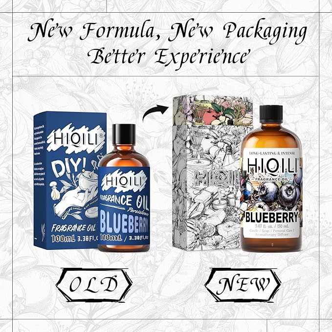 HIQILI Blueberry Fragranc Oil for Soap & Candle Making Supplies - 5.07Fl Oz | Fruity Scents for Reed Diffuser Oil Refill, Add to Lotion, Body Wash, Bath Bombs - 150 ML