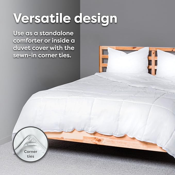 HOSPITOLOGY PRODUCTS Reversible Blue / Gray Comforter Full Hypoallergenic Duvet Insert Microfiber All Season Goose Down Alternative Quilted - Corner Loops - Box Stitched - Washable - 82" W x 86" L
