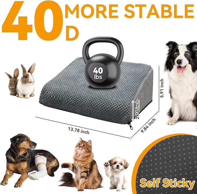 3-Pack Dog Ramp for Stairs, 40D High-Density Foam Pet Steps with Gentle 20°Slope for Staircase Stairs, Non-Slip Puppy Ramp for Small, Senior & Injured Dogs