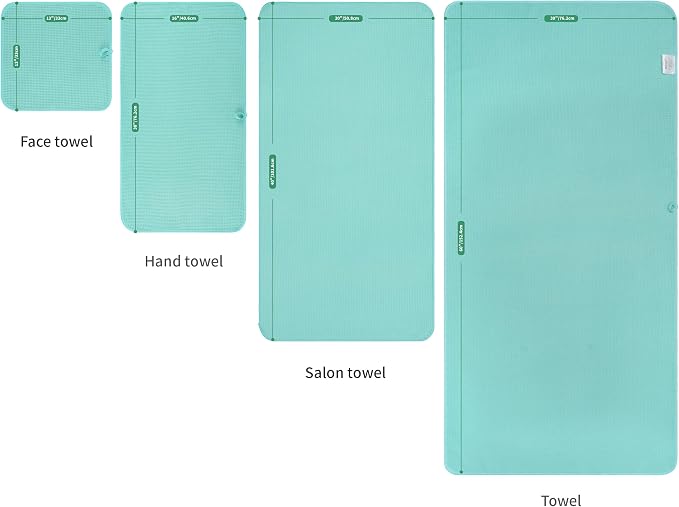 MICROFI Waffle Weave Bath Towel Set, Microfiber, 4 Pieces (Body/Hair/Hand/Face), Quick Dry, Lightweight, Super Absorbent, Lint Free, 380 GSM (Turquoise)