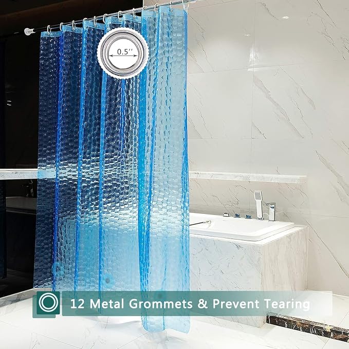 Shower Curtain Liner, 2 Pack 100% Waterproof Eva Shower Curtains with 3 Duty Heavy Bottom Magnets and 12 Rust Proof Grommets, 72x72 Weighted Shower Liner for Shower Stall, Bathtubs