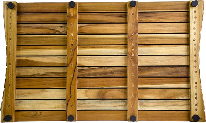 EcoDecors, Teak Shower Mat, Wood, Teak Shower Mat for Inside Shower, 31 inch x 18 inch, in Natural Color