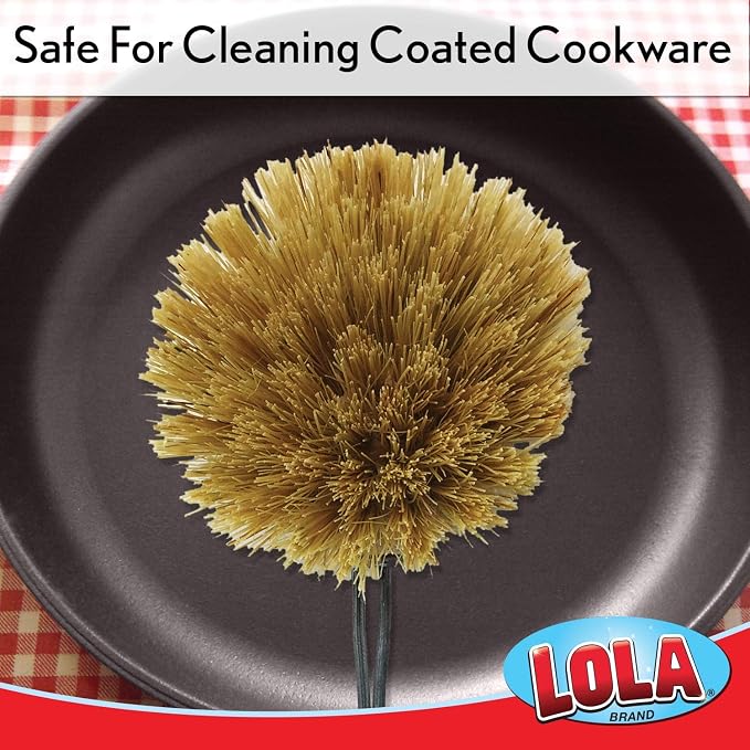 LOLA Replacement Large Head for The Original Tampico Vegetable & Dish Brush, Birchwood & Poly Bristles, Reusable & Washable, 1 Count