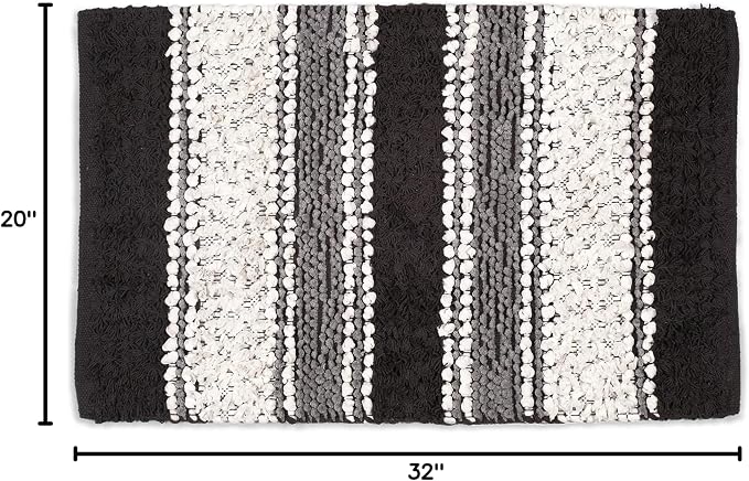 Ramanta Home Chenille Bath Mat Rug Charcoal 20x32 Inches, Soft Cotton Small Shower Floor Rug Ideal for Bathroom, Entrance, Bedroom, Kitchen | Absorbent Throw Carpet Doormat for Decor