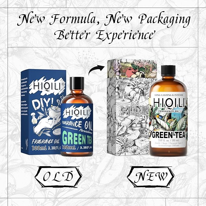 HIQILI Green Tea Fragrance Oil, Refreshing Scents for Laundry - 5.07 Fl Oz | Long-Lasing Aroma for Wool Dryer Balls, Candle & Soap Making, Home Diffusers, Pet Safe, Graduated Dropper Included