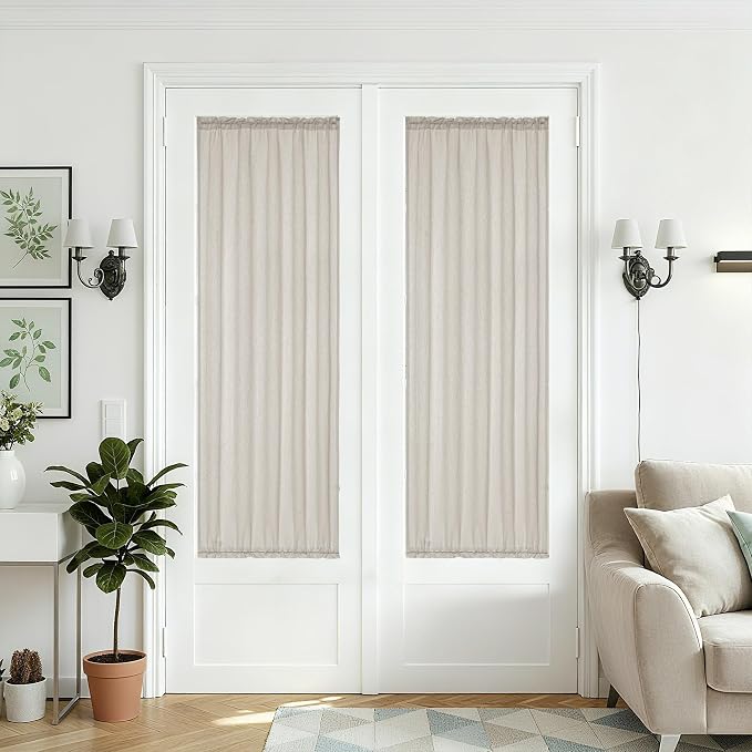 Patio Balcony Double Door Curtains 2 Panels Semi Sheer Boho Door Window Curtains Burlywood Birch Privacy Closet Curtain Light Filtering Dual Rod Pocket with Tie Back Drapes W25xL68, Dark Taupe