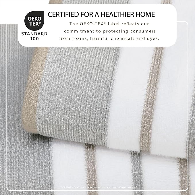 Great Bay Home Decorative Oversized Bath Sheet Set - Cotton 2 Pack 68x35 Extra Large Towels - Durable Towels for Bathroom Decor (Glacier Grey/Cappuccino)