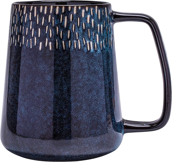 Extra Large Ceramic Coffee Mug,24 Oz,Oversized Tea Cup for Home and Office,With Big Handle,Dishwasher and Microwave Safe (24 Oz Blue with Star)