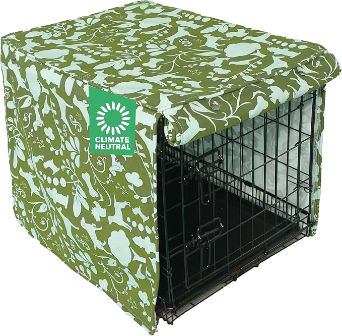Molly Mutt Amarillo by Morning Dog Crate Cover, 100% Cotton Canvas Cover with 2 Roll-Up Panels, Ideal for Dog or Cat Crate, Durable, Washable, and Free of Harmful Chemicals, 36" x 24" x 27"