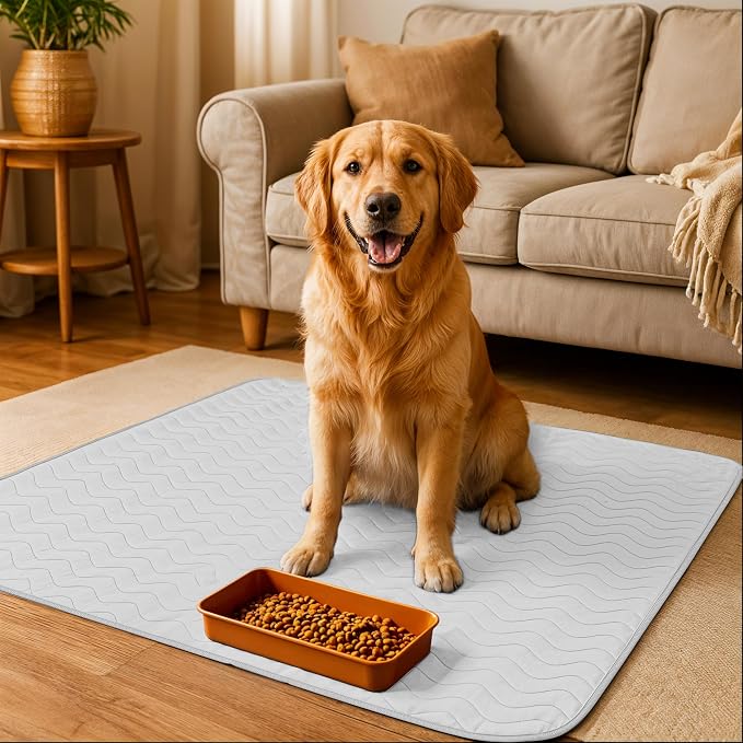 Utopia Bedding Washable Pee Pads for Dogs 34" x 52" (Pack of 4), Waterproof Incontinence Bed Pads for Adults, Elderly and Kids, Heavy Absorbency Pet Training Pads for Sofa and Couch (White, Blue)