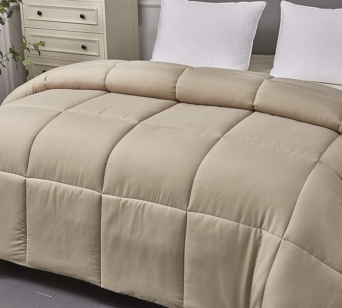 BlueRidge Home Fashion Microfiber Down Alternative Comforter, Twin, Khaki