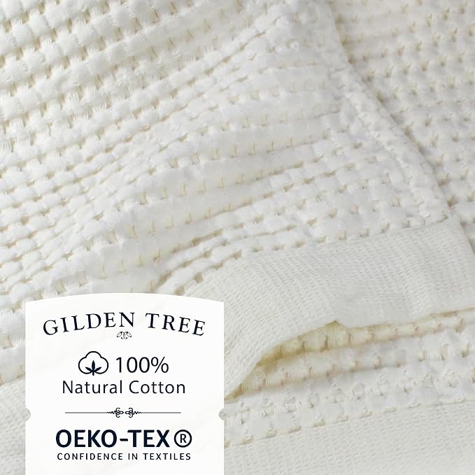 GILDEN TREE Waffle Hand Towels for Bathroom Quick Dry Large Luxury Lint Free Super Absorbent Cotton Hand Towels Set of 2, Modern Style (Cream)